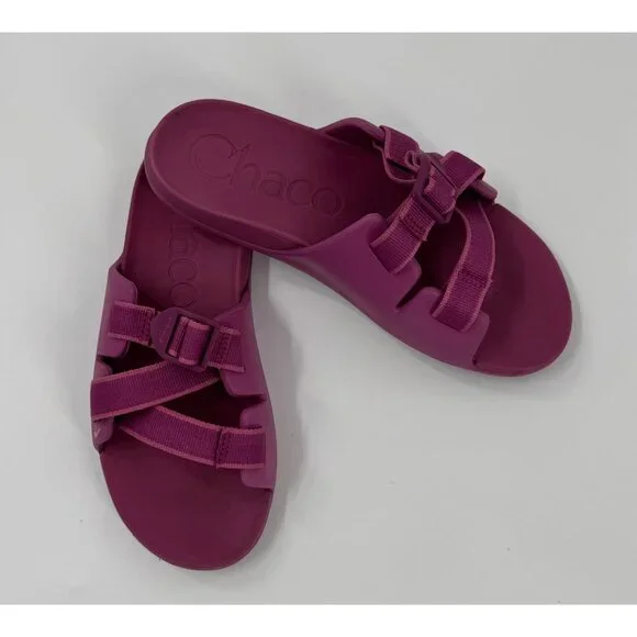 Chaco Kids Chillos Outskirt Fuchsia Slide Sandals K5 Durable Rubber Sole Casual - Picture 1 of 10